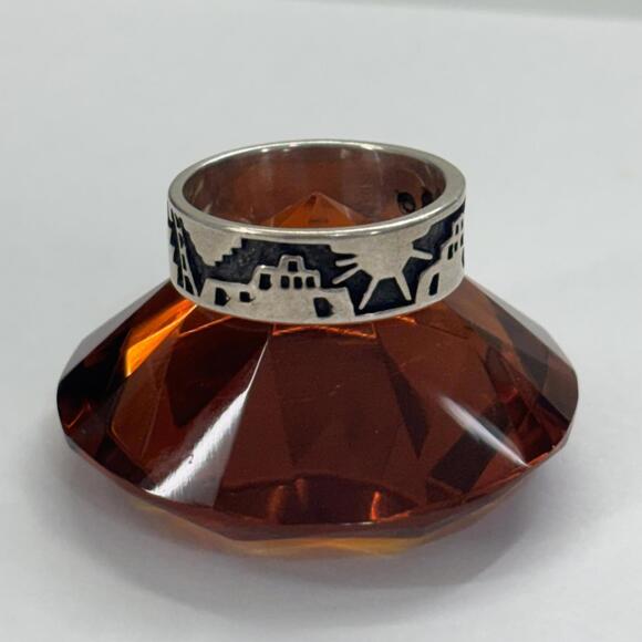 Vtg 90s Shube story teller southwestern Sterling ring sz9